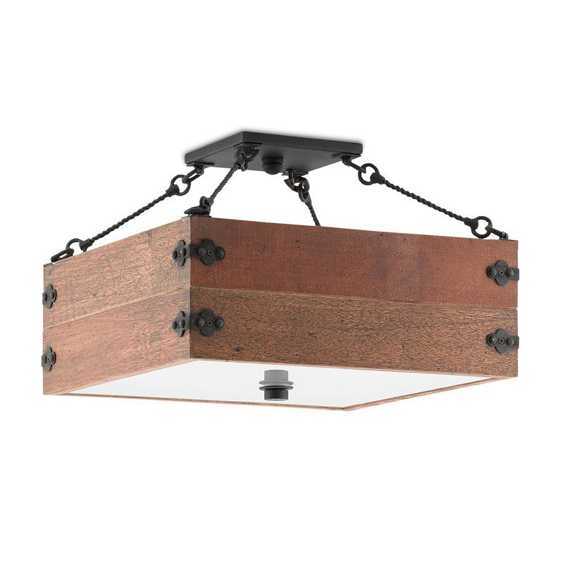 Ljomuvyu Vintage Industrial  Wooden Acrylic Semi-Flush Ceiling Lamp