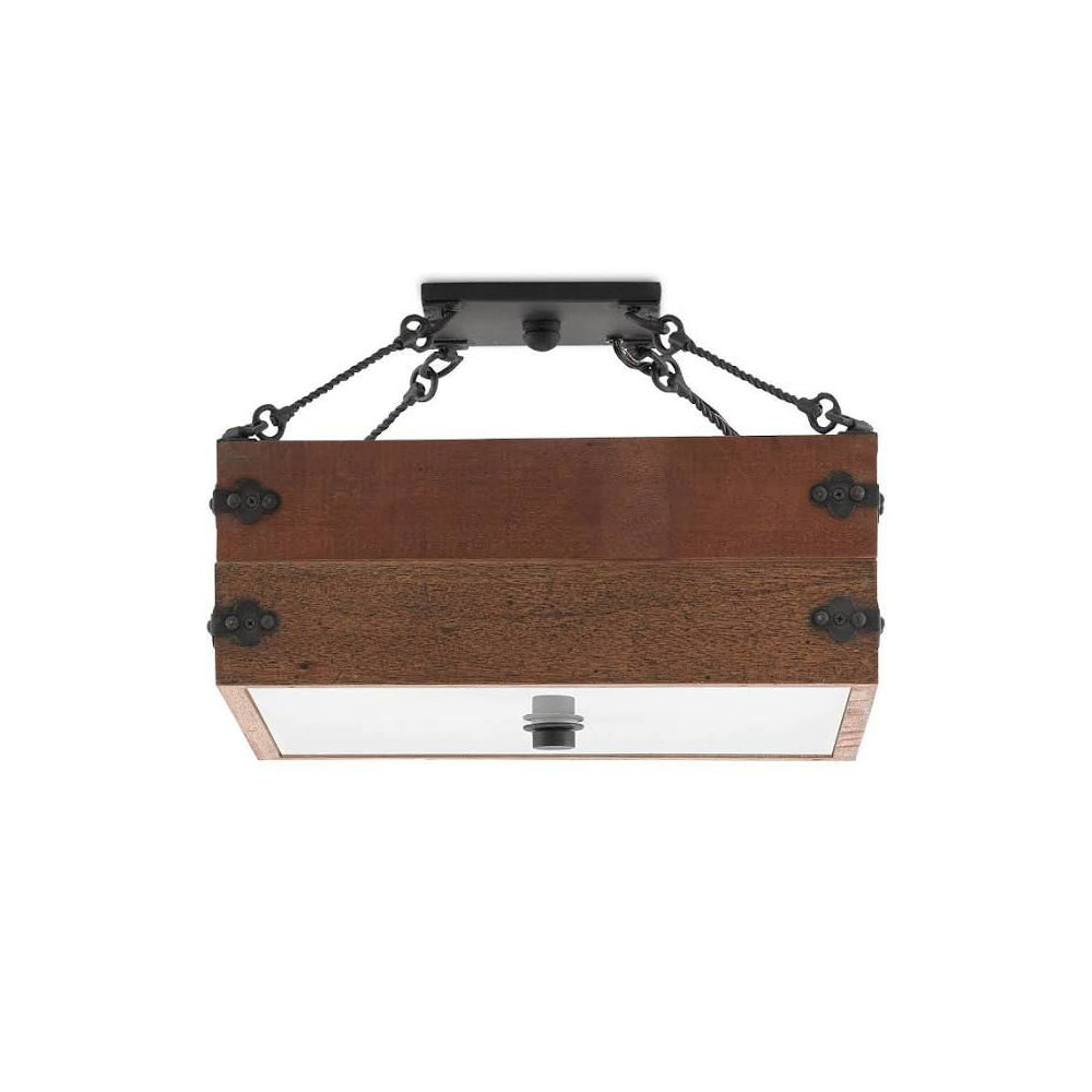 Ljomuvyu Vintage Industrial  Wooden Acrylic Semi-Flush Ceiling Lamp