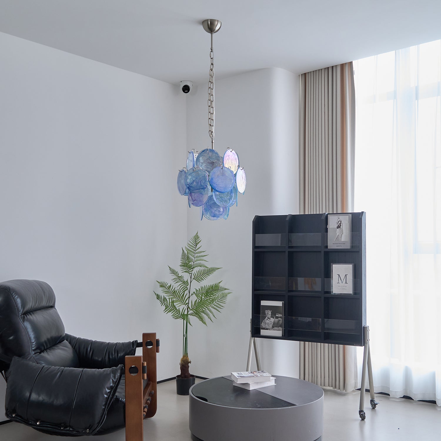 BlWaegnuvyj Individual Creativity Disc Metal Glass Chandelier - Lamp Copper