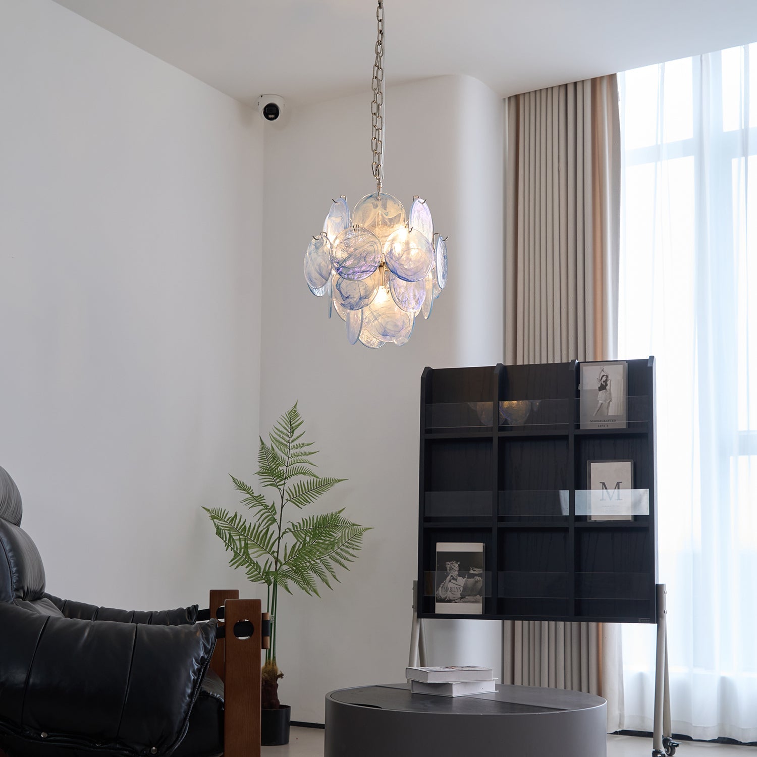 BlWaegnuvyj Individual Creativity Disc Metal Glass Chandelier - Lamp Copper