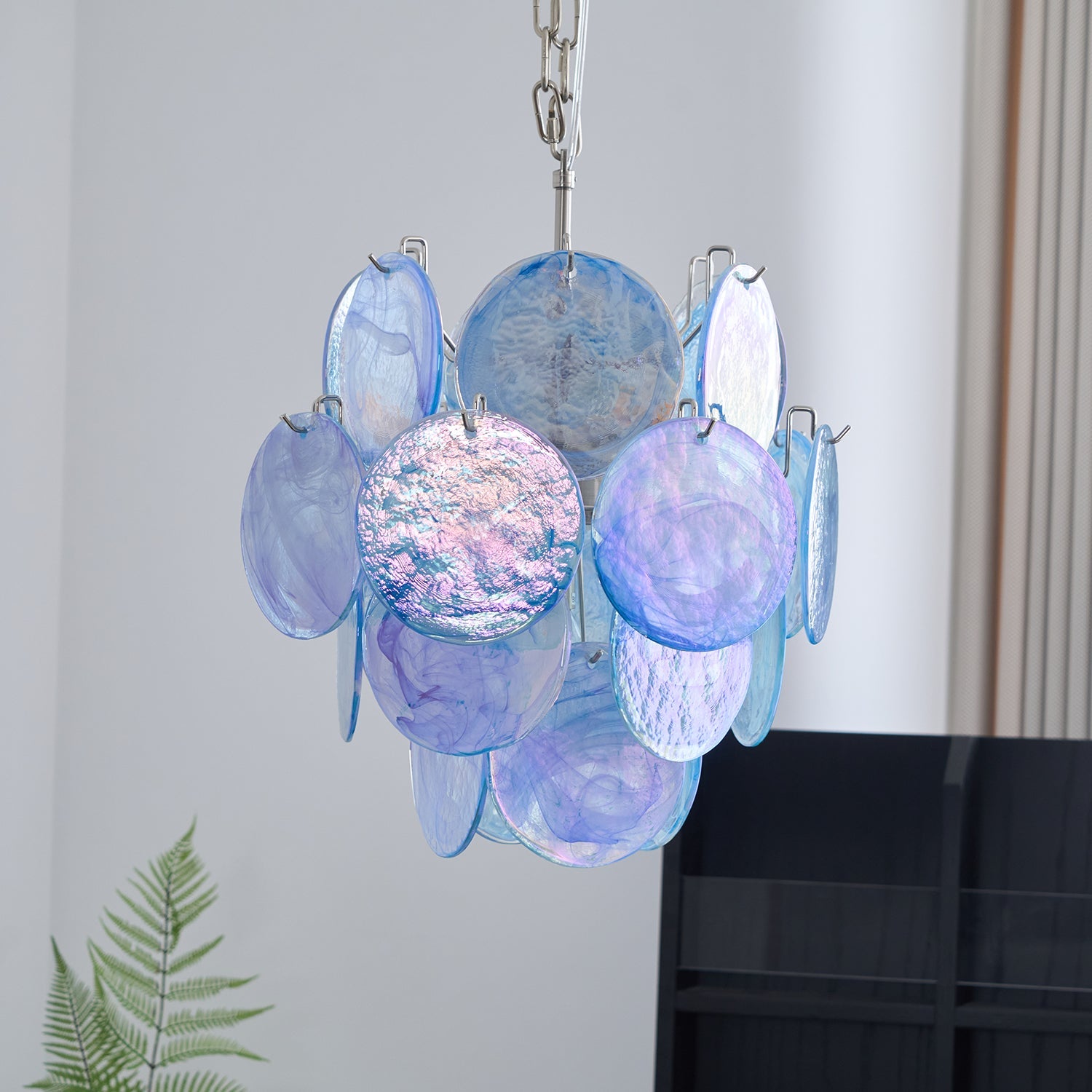 BlWaegnuvyj Individual Creativity Disc Metal Glass Chandelier - Lamp Copper