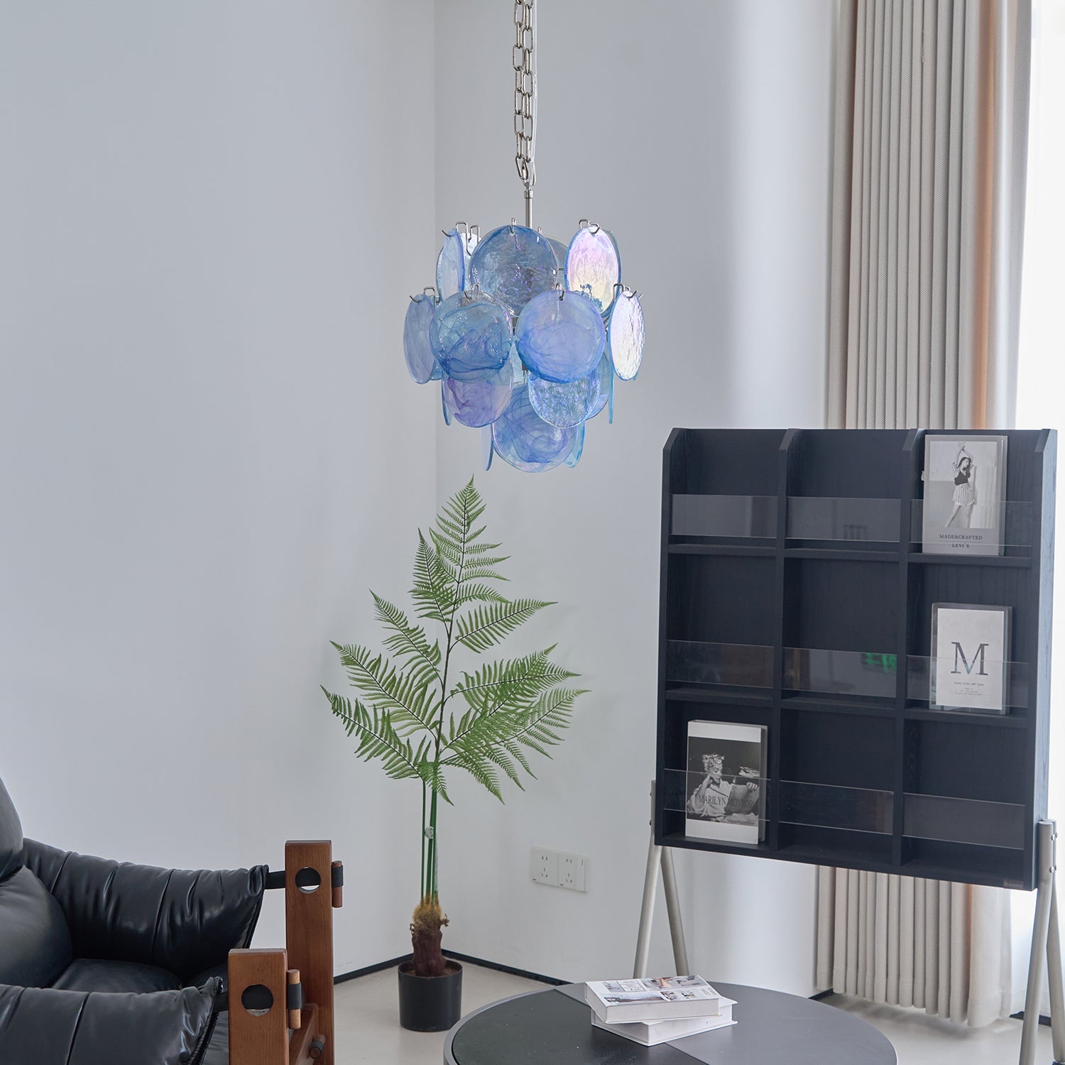 BlWaegnuvyj Individual Creativity Disc Metal Glass Chandelier - Lamp Copper