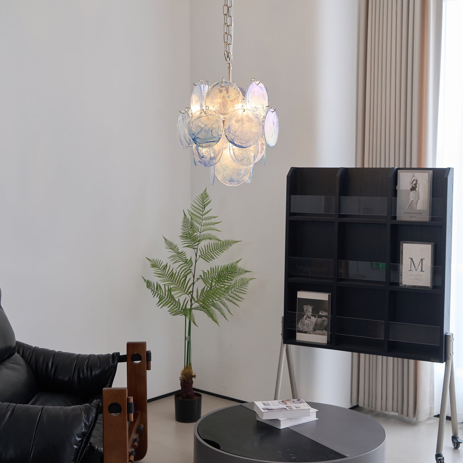 BlWaegnuvyj Individual Creativity Disc Metal Glass Chandelier - Lamp Copper