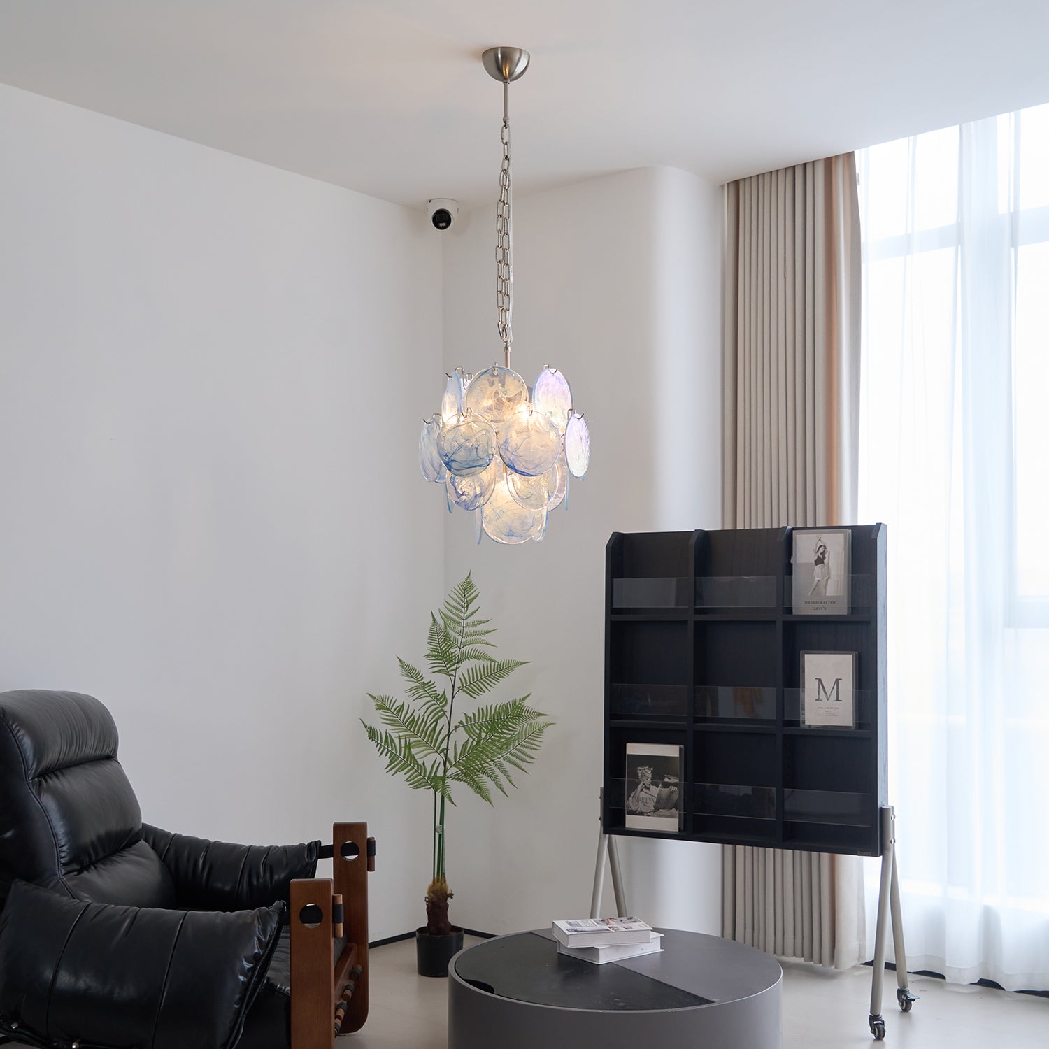 BlWaegnuvyj Individual Creativity Disc Metal Glass Chandelier - Lamp Copper