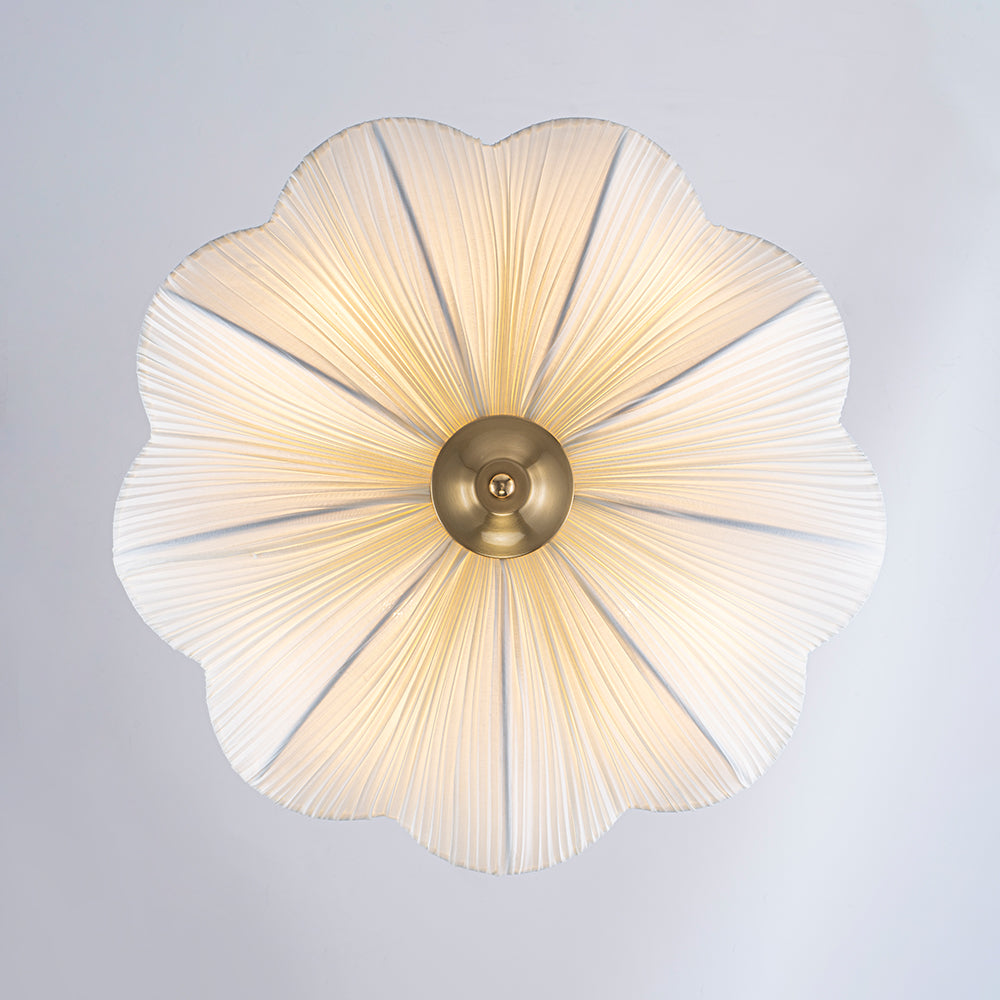 Vatnuvux Boho Pleated Flower White Fabric Pendant Light