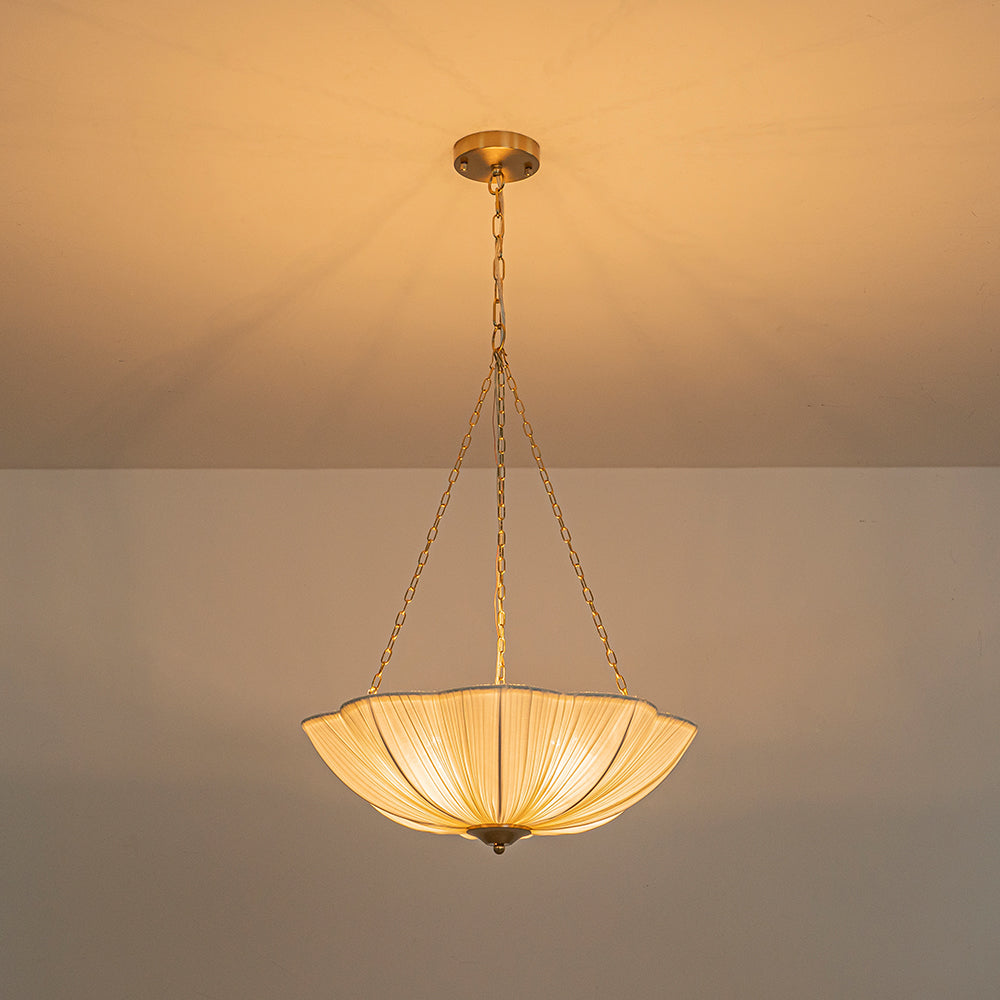 Vatnuvux Boho Pleated Flower White Fabric Pendant Light