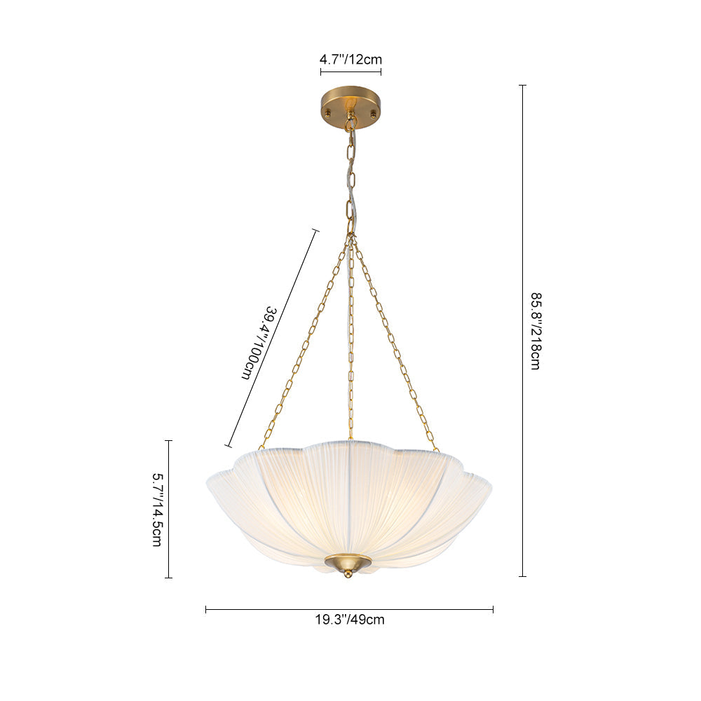 Vatnuvux Boho Pleated Flower White Fabric Pendant Light