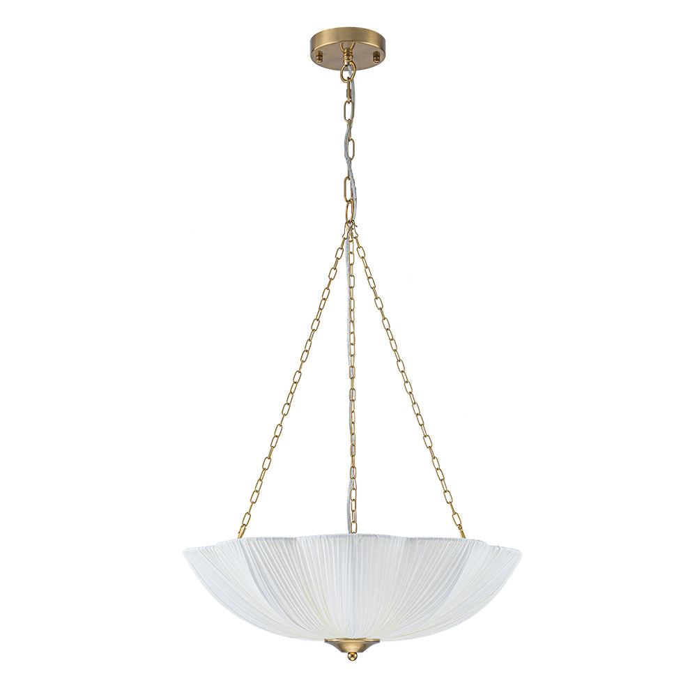 Vatnuvux Boho Pleated Flower White Fabric Pendant Light