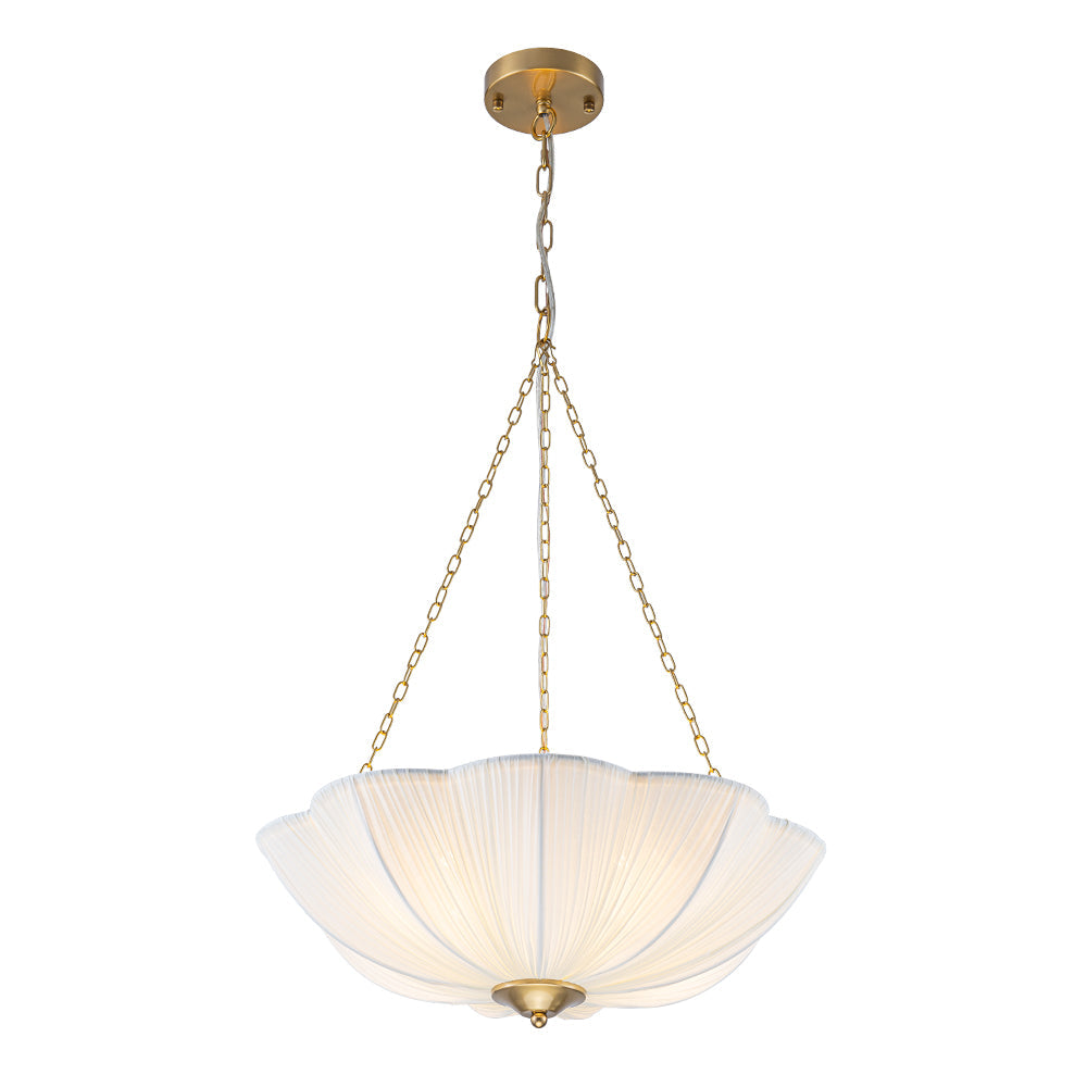 Vatnuvux Boho Pleated Flower White Fabric Pendant Light
