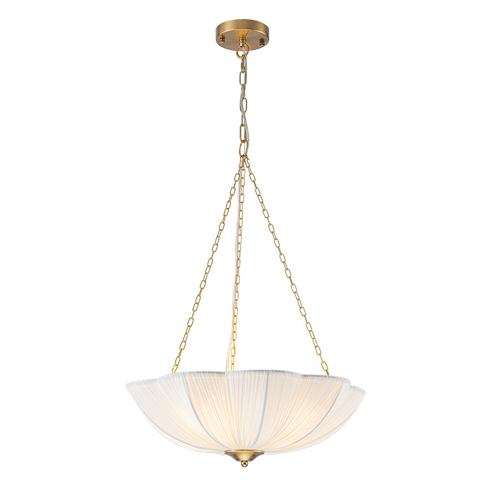 Vatnuvux Boho Pleated Flower White Fabric Pendant Light