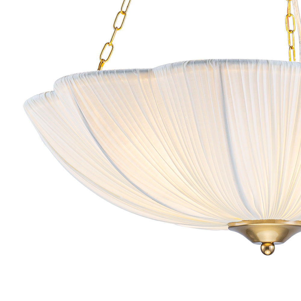 Vatnuvux Boho Pleated Flower White Fabric Pendant Light