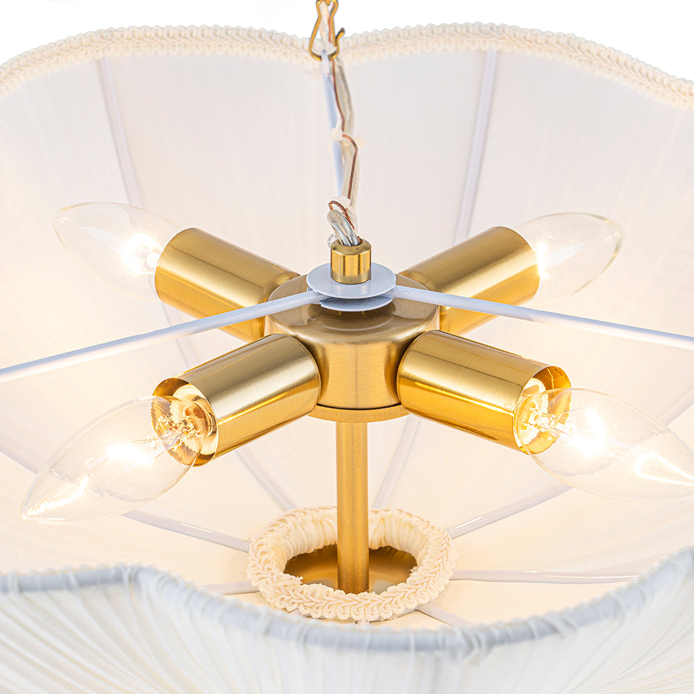 Vatnuvux Boho Pleated Flower White Fabric Pendant Light