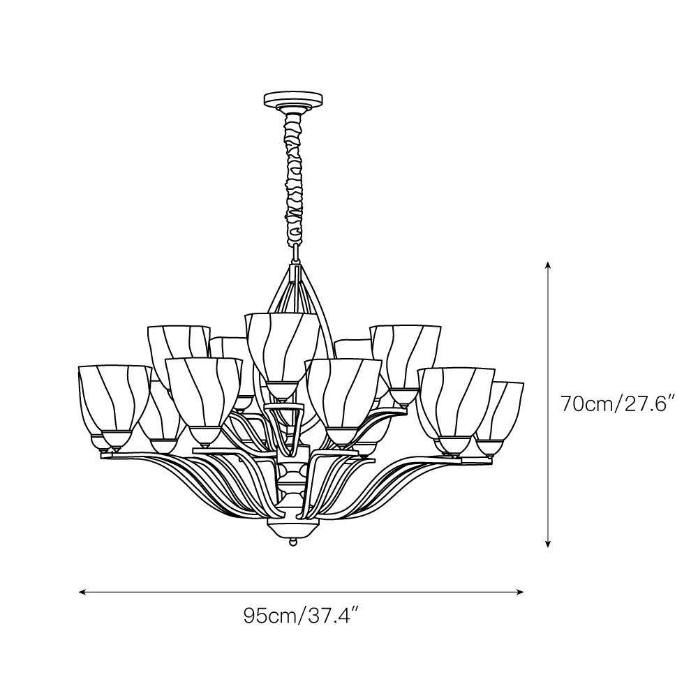 Dvaluvyj Postmodern Luxury Brass Metal Glass Chandelier - Lamp Copper
