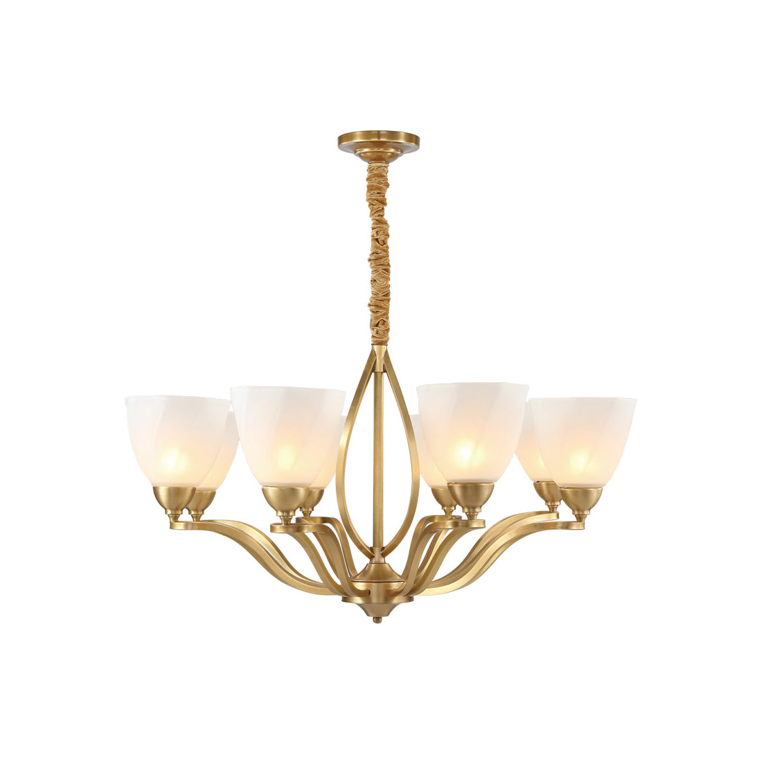 Dvaluvyj Postmodern Luxury Brass Metal Glass Chandelier - Lamp Copper