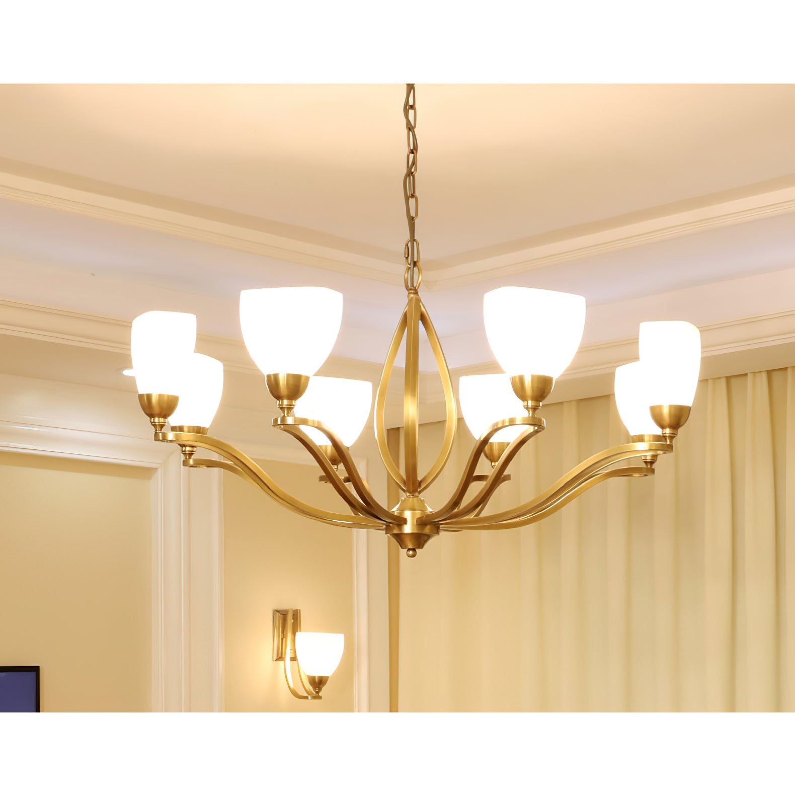 Dvaluvyj Postmodern Luxury Brass Metal Glass Chandelier - Lamp Copper