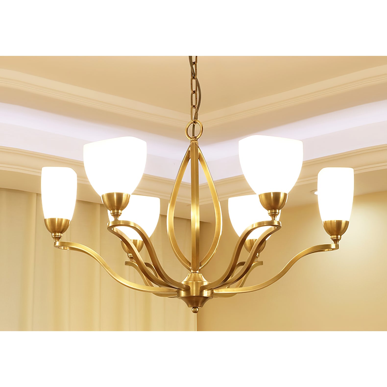 Dvaluvyj Postmodern Luxury Brass Metal Glass Chandelier - Lamp Copper