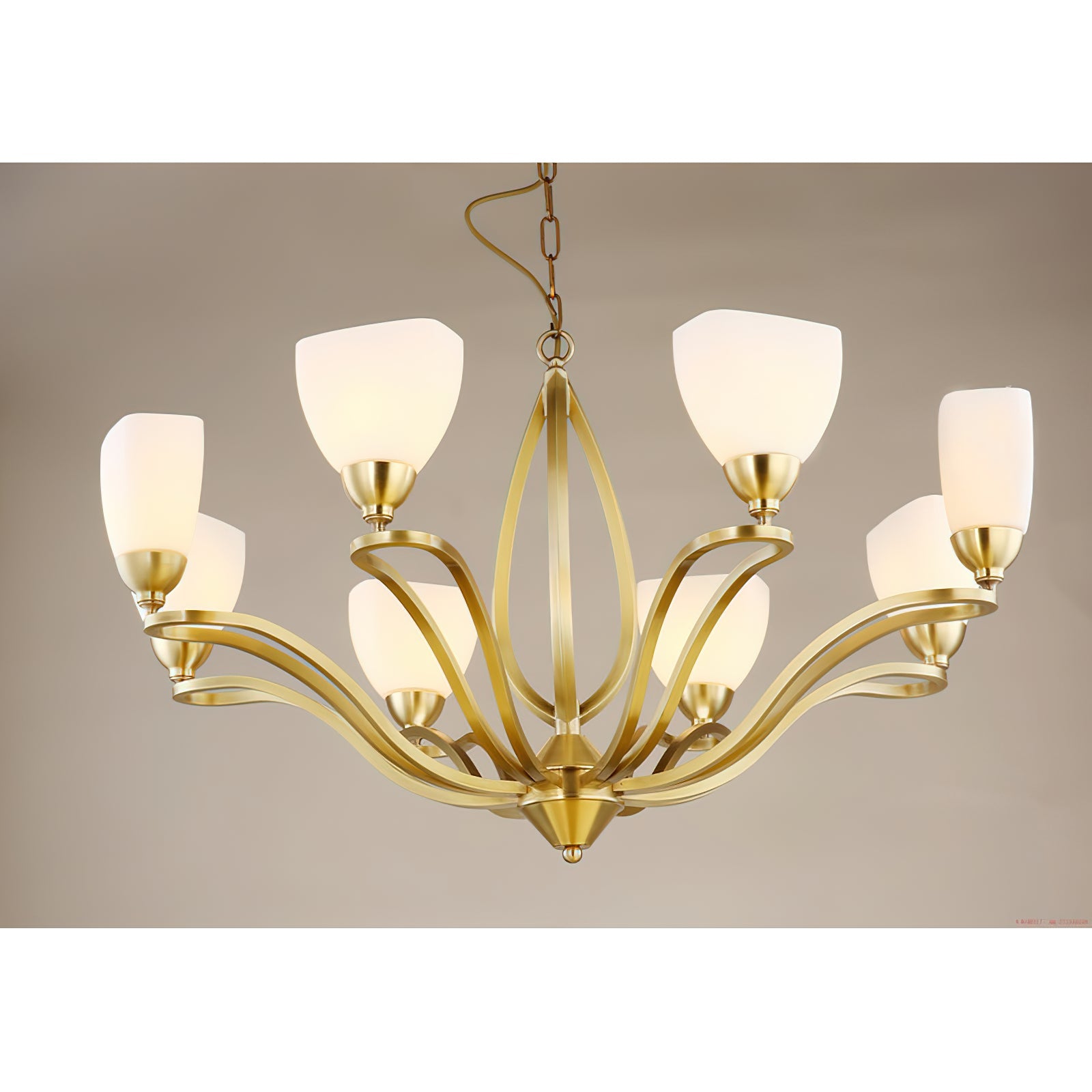 Dvaluvyj Postmodern Luxury Brass Metal Glass Chandelier - Lamp Copper