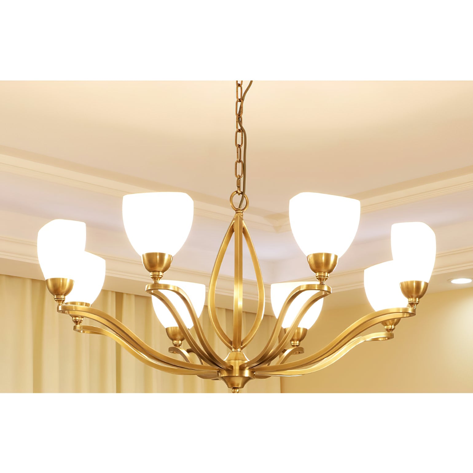 Dvaluvyj Postmodern Luxury Brass Metal Glass Chandelier - Lamp Copper