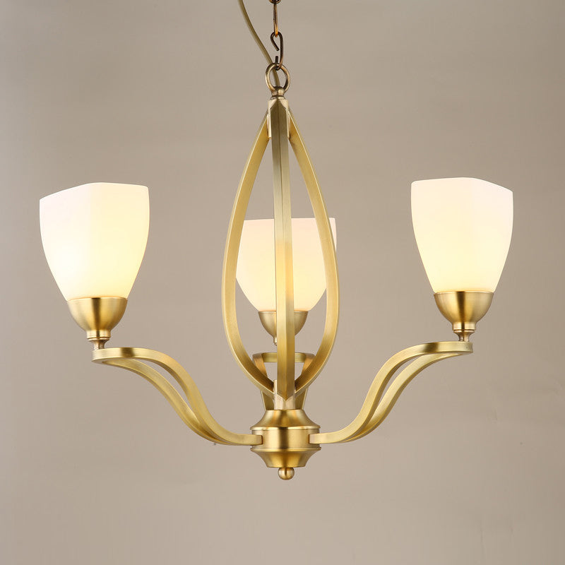 Dvaluvyj Postmodern Luxury Brass Metal Glass Chandelier - Lamp Copper