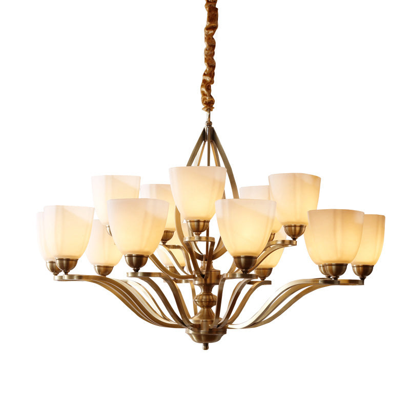 Dvaluvyj Postmodern Luxury Brass Metal Glass Chandelier - Lamp Copper