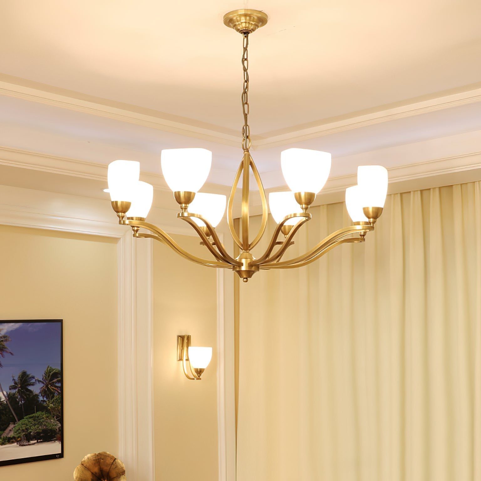 Dvaluvyj Postmodern Luxury Brass Metal Glass Chandelier - Lamp Copper