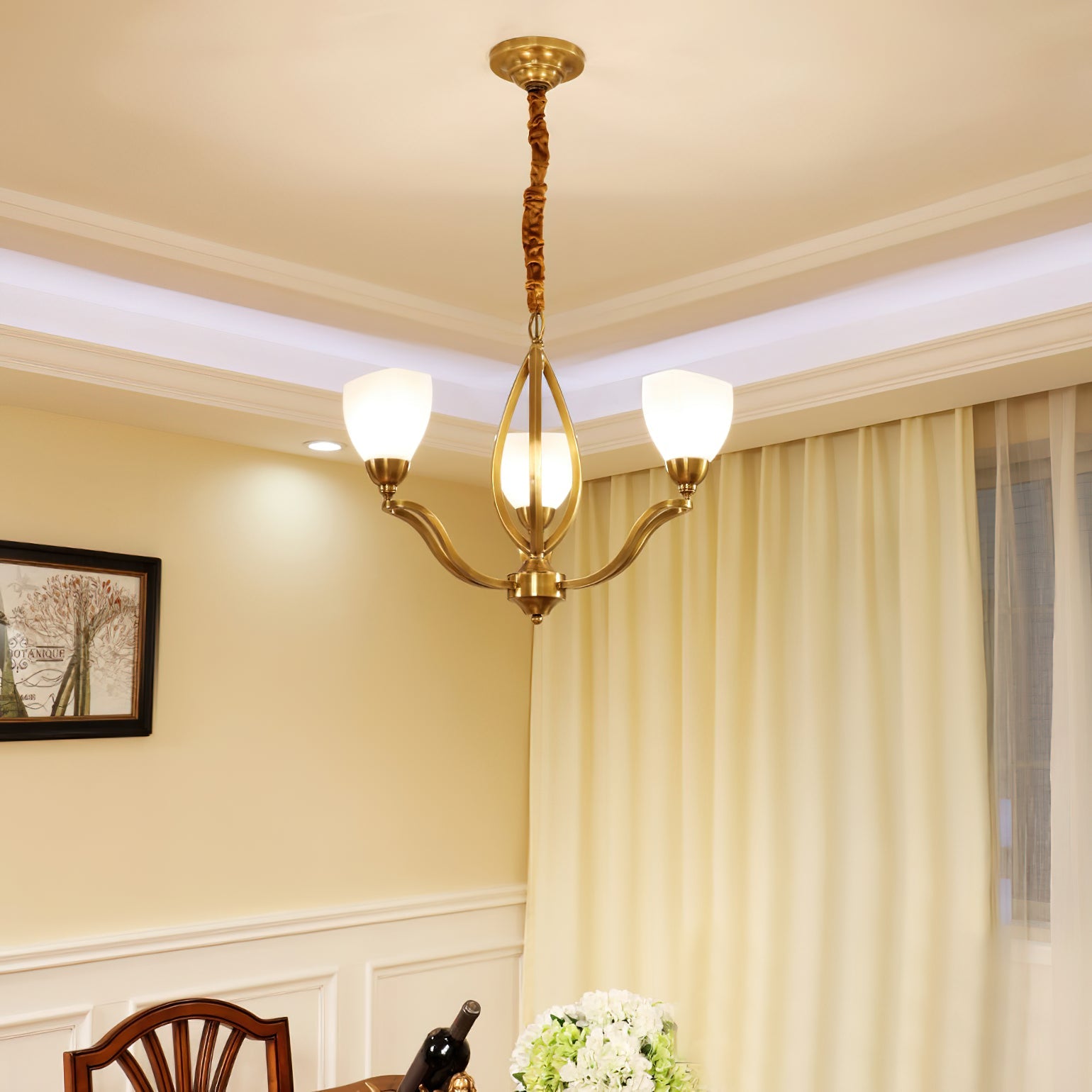 Dvaluvyj Postmodern Luxury Brass Metal Glass Chandelier - Lamp Copper