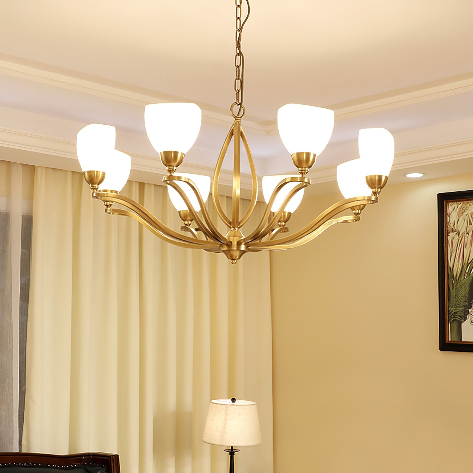 Dvaluvyj Postmodern Luxury Brass Metal Glass Chandelier - Lamp Copper