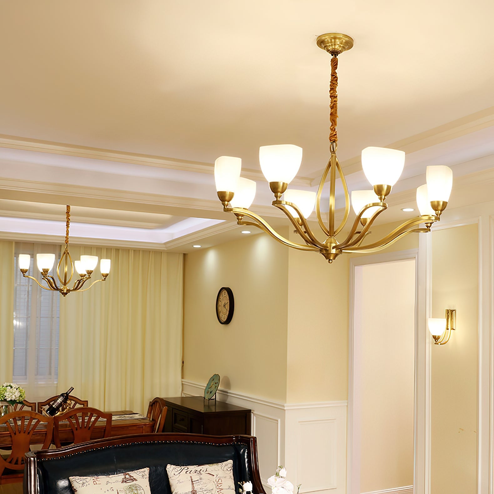Dvaluvyj Postmodern Luxury Brass Metal Glass Chandelier - Lamp Copper