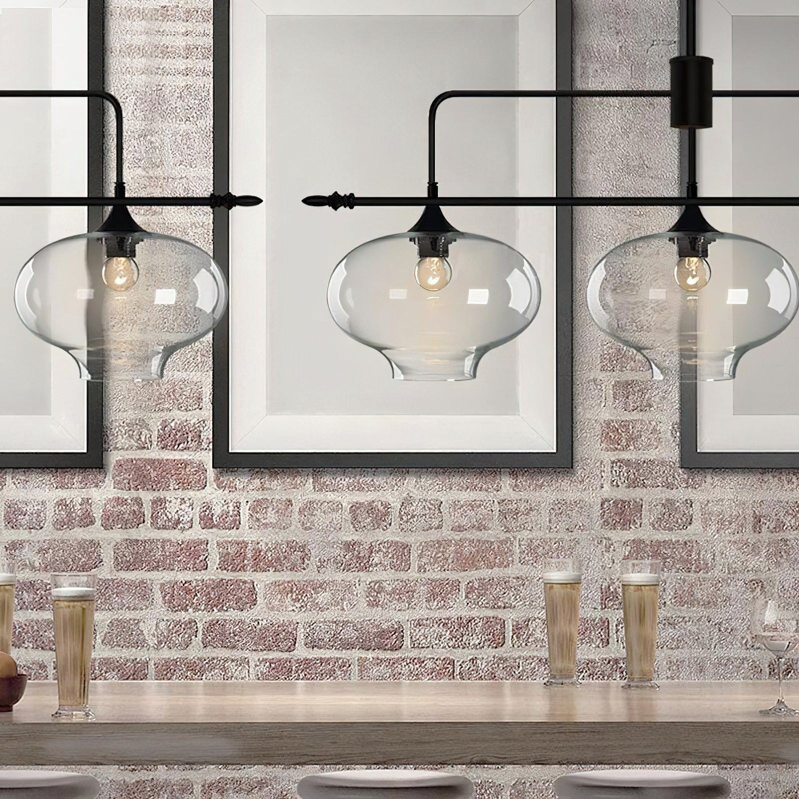 Himinuvyj Modern Minimalist Metal Glass Pendant Light - Lamp Copper