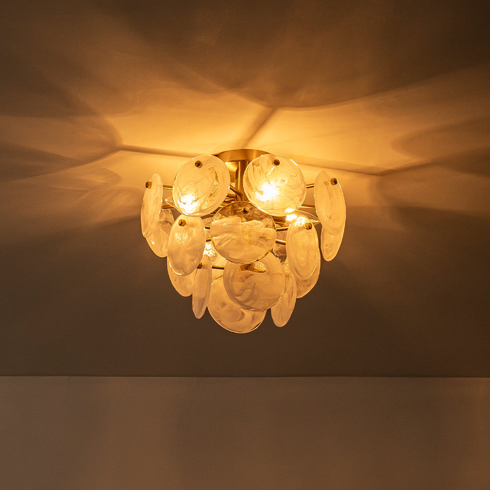 Kospa Modern Opal Swirl Glass Semi Flush Chandelier