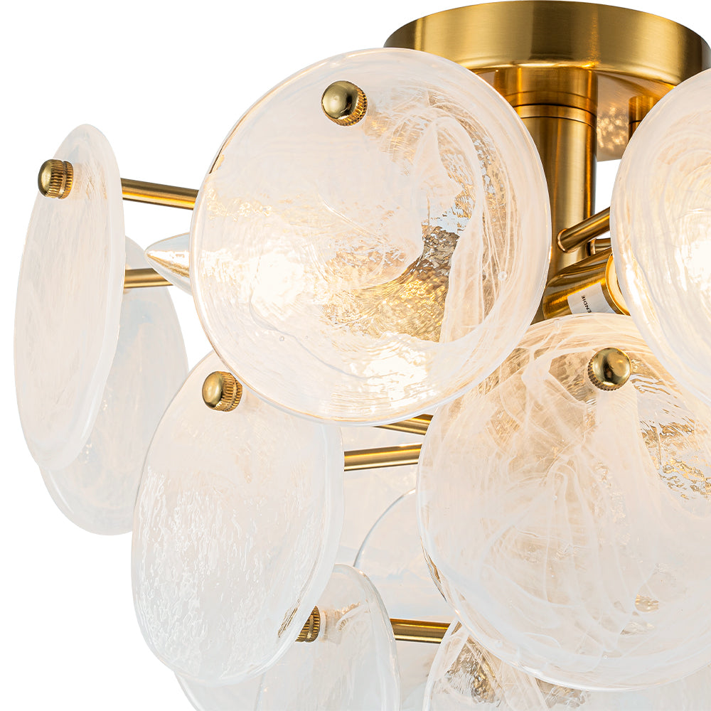 Kospa Modern Opal Swirl Glass Semi Flush Chandelier