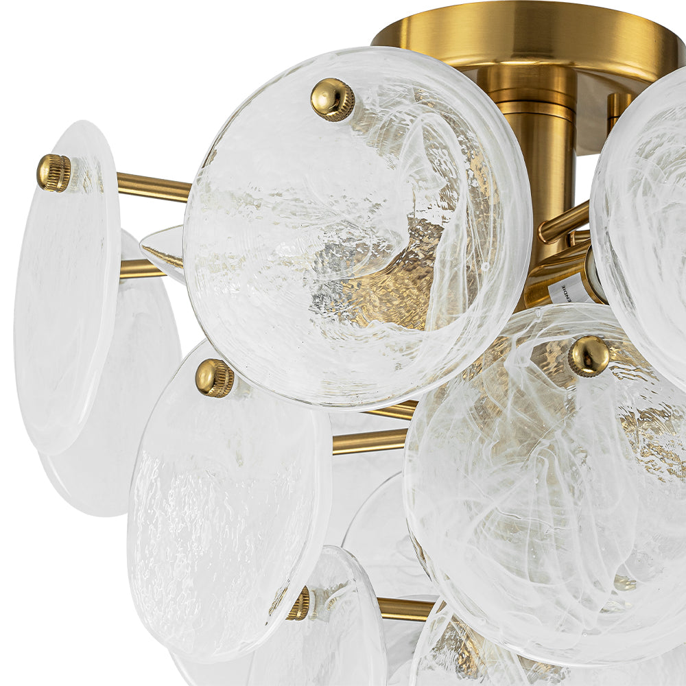 Kospa Modern Opal Swirl Glass Semi Flush Chandelier