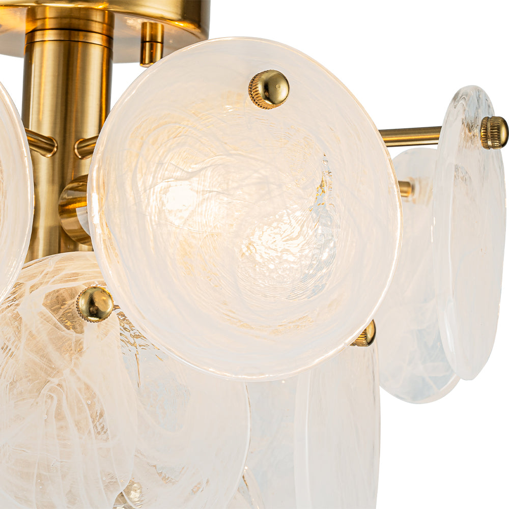 Kospa Modern Opal Swirl Glass Semi Flush Chandelier