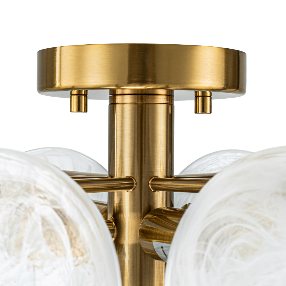 Kospa Modern Opal Swirl Glass Semi Flush Chandelier