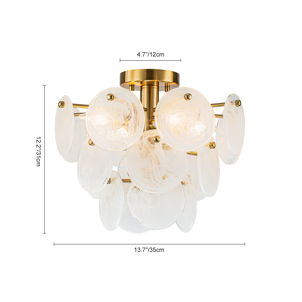 Kospa Modern Opal Swirl Glass Semi Flush Chandelier