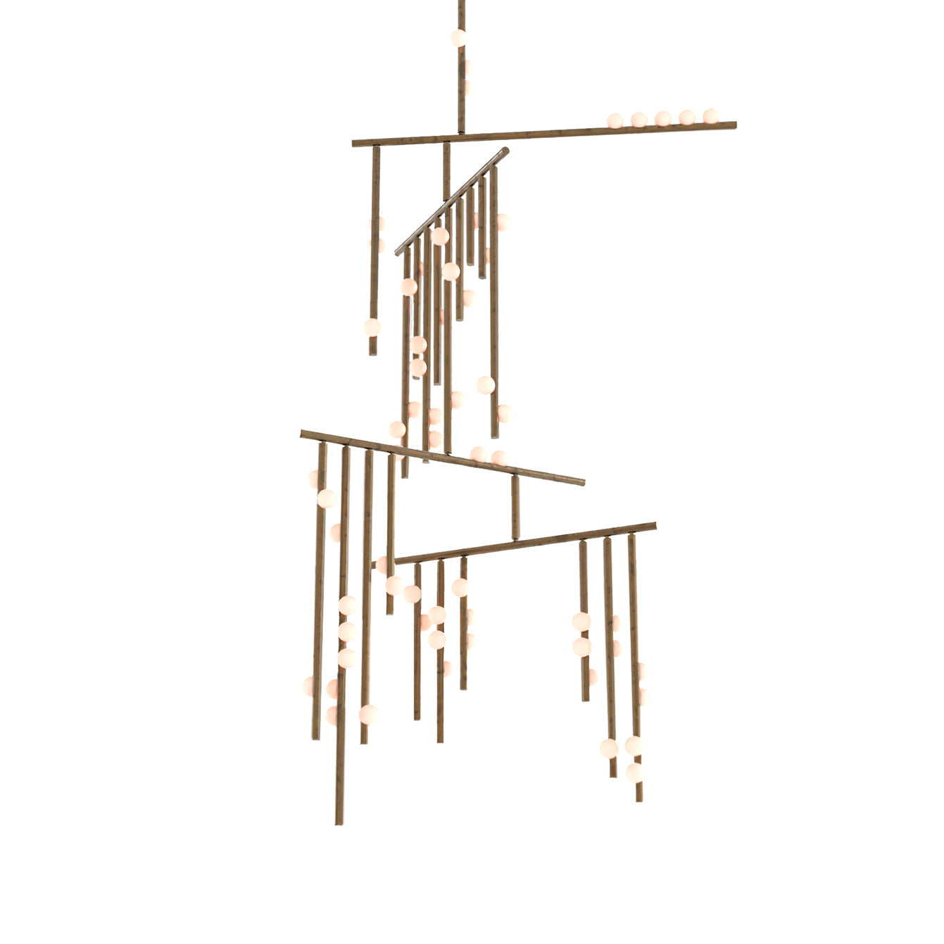 Orbis Modern Minimalist Drop System Antique Glass Chandelier - Lamp Copper