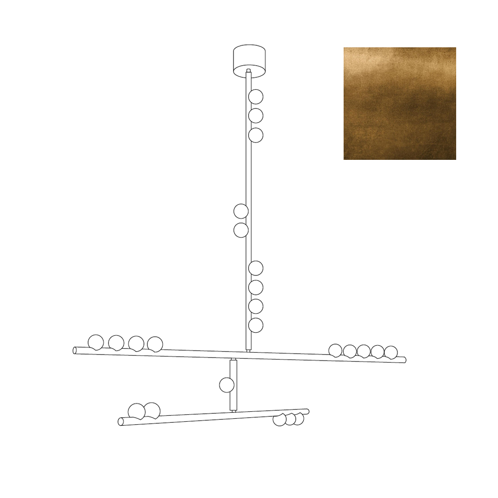 Orbis Modern Minimalist Drop System Antique Glass Chandelier - Lamp Copper