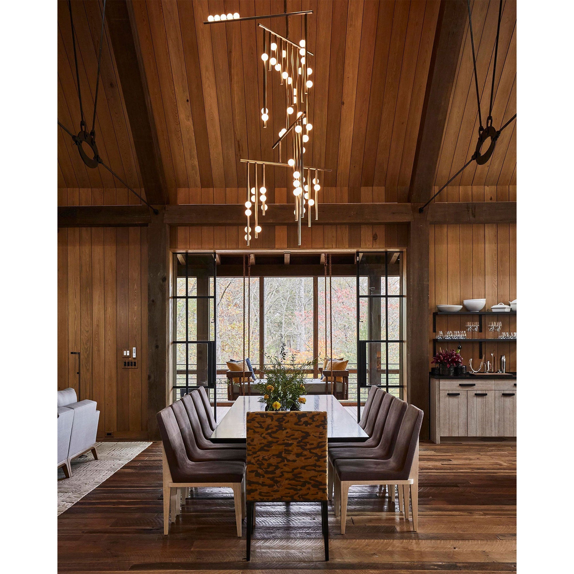 Orbis Modern Minimalist Drop System Antique Glass Chandelier - Lamp Copper