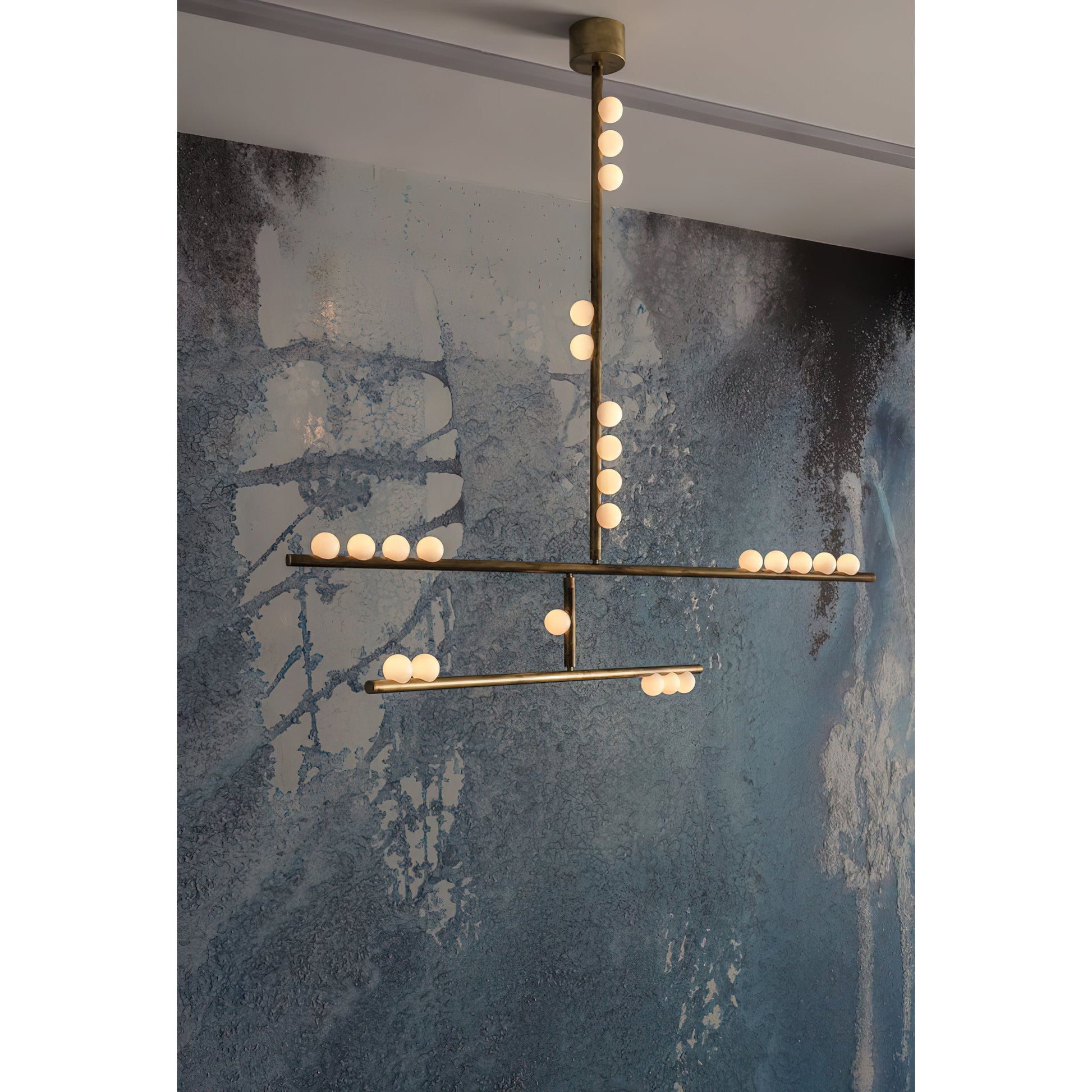 Orbis Modern Minimalist Drop System Antique Glass Chandelier - Lamp Copper