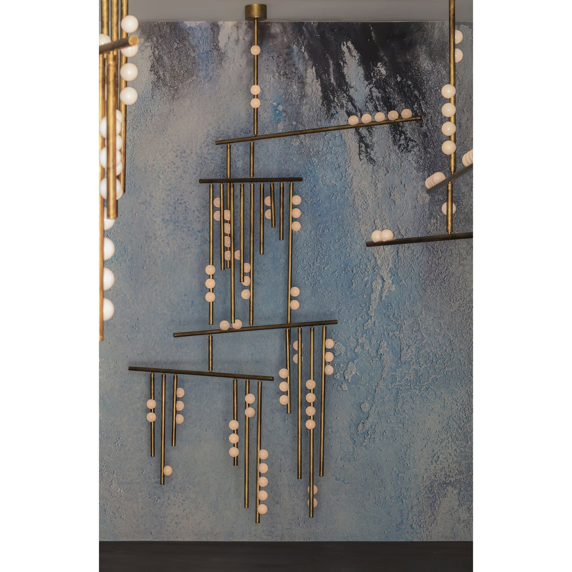 Orbis Modern Minimalist Drop System Antique Glass Chandelier - Lamp Copper