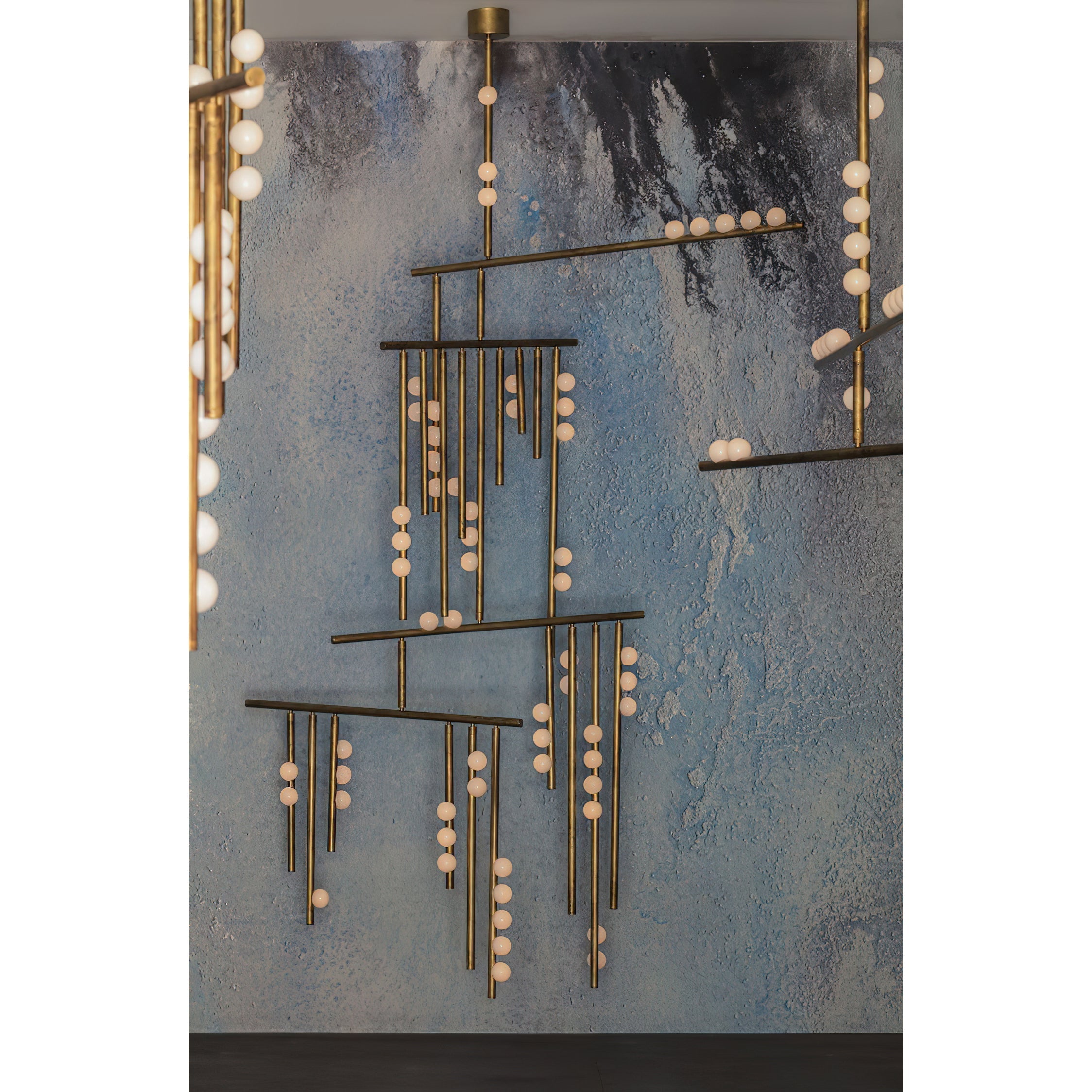 Orbis Modern Minimalist Drop System Antique Glass Chandelier - Lamp Copper
