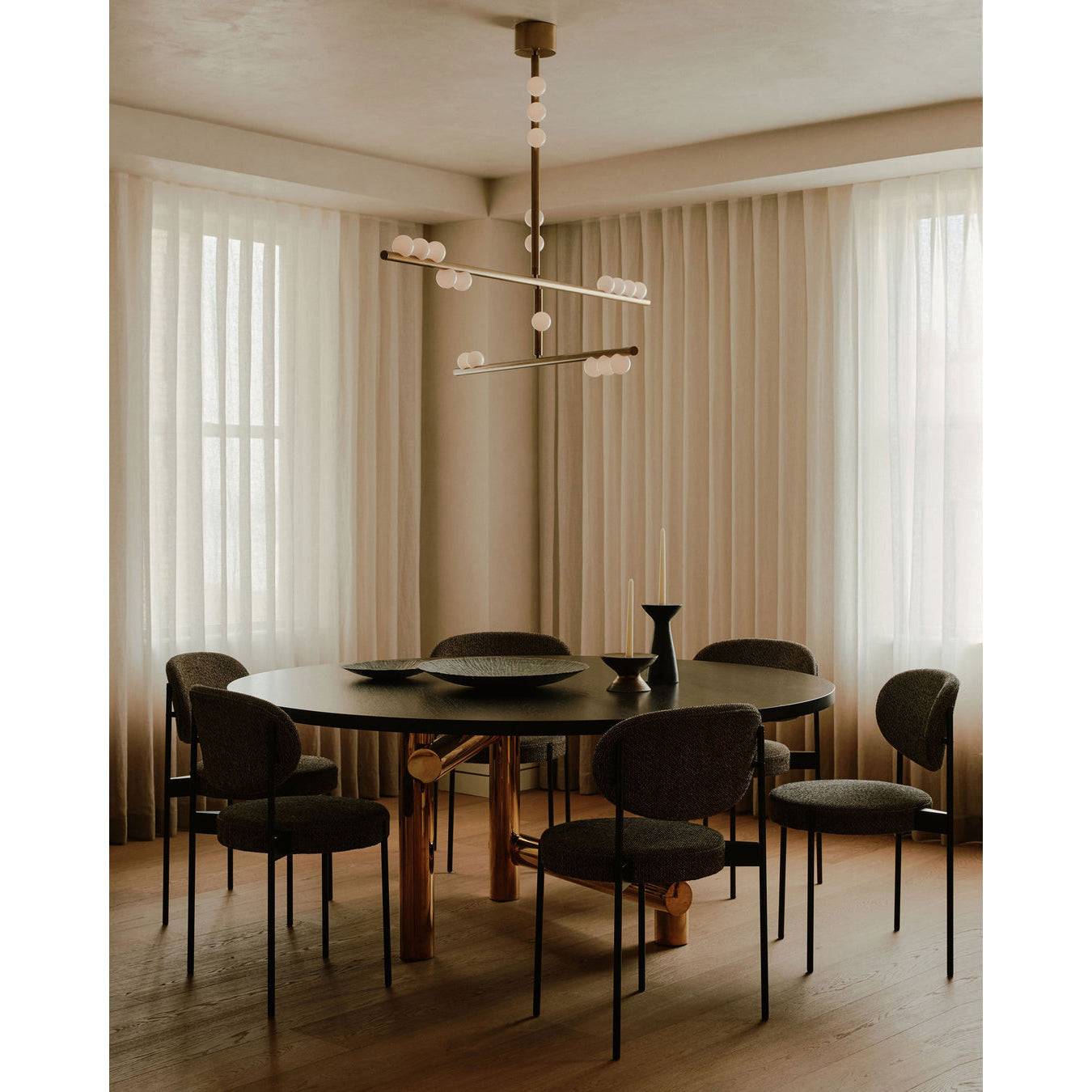 Orbis Modern Minimalist Drop System Antique Glass Chandelier - Lamp Copper