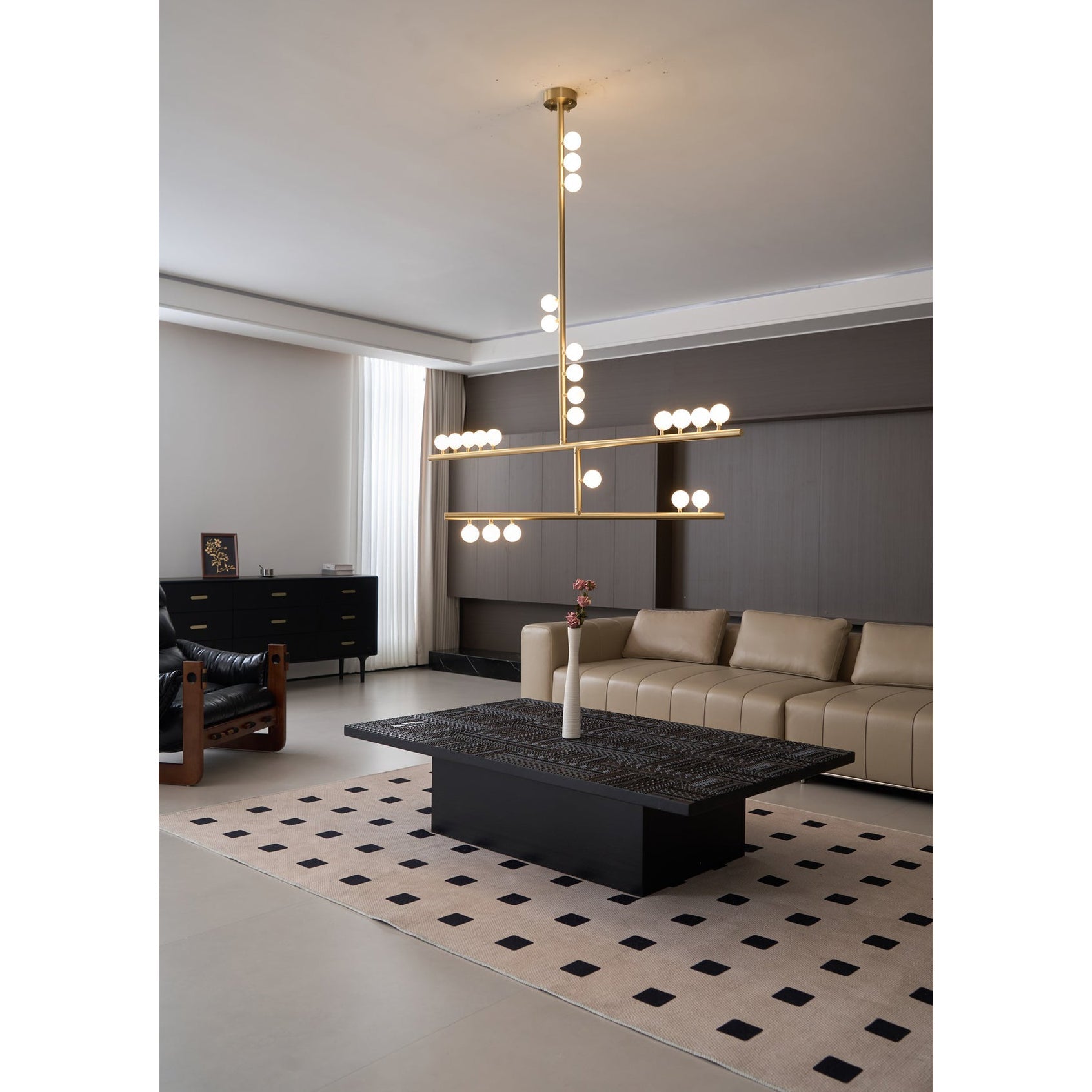 Orbis Modern Minimalist Drop System Antique Glass Chandelier - Lamp Copper