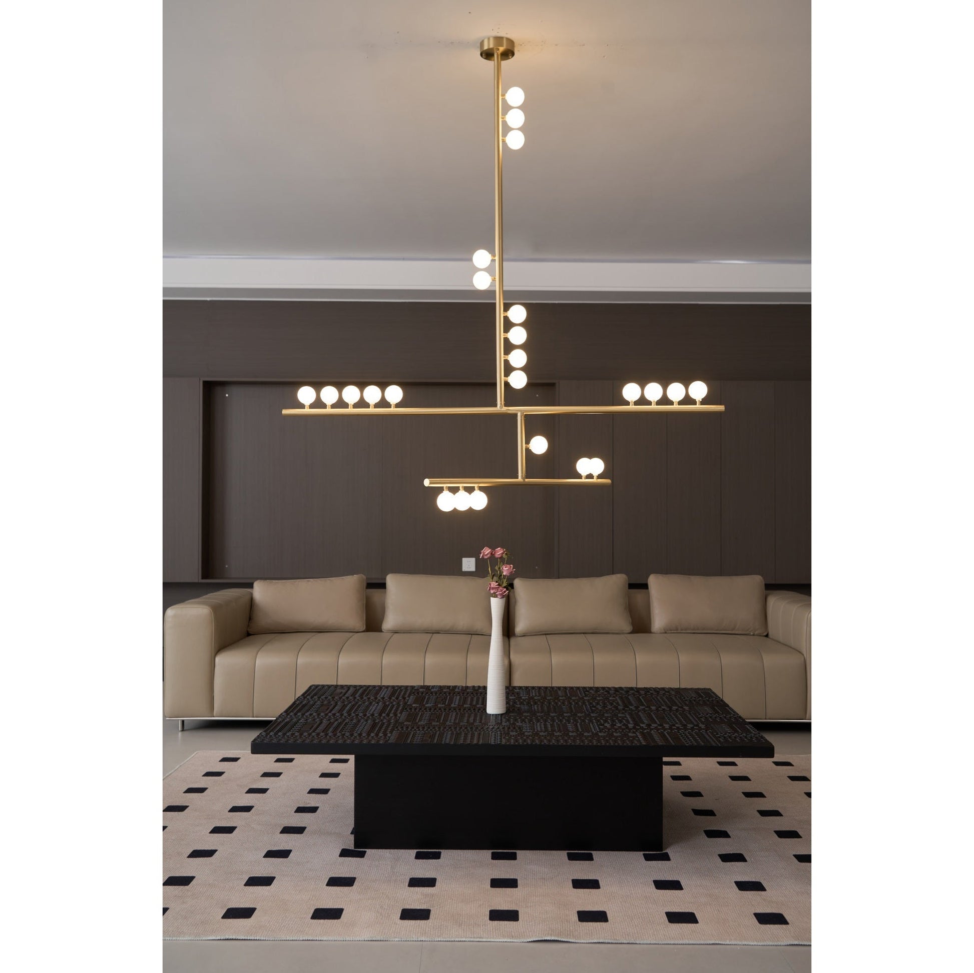 Orbis Modern Minimalist Drop System Antique Glass Chandelier - Lamp Copper