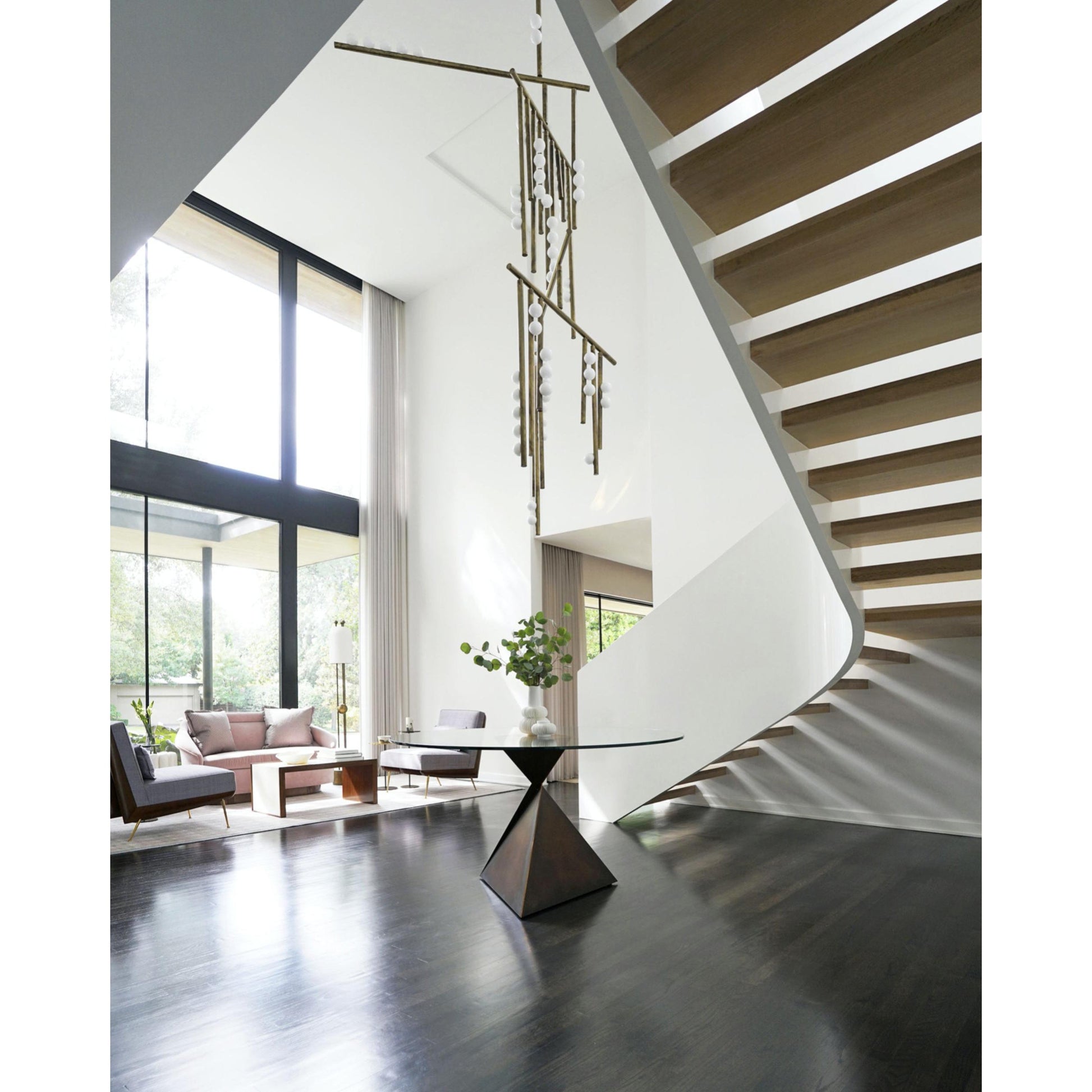 Orbis Modern Minimalist Drop System Antique Glass Chandelier - Lamp Copper