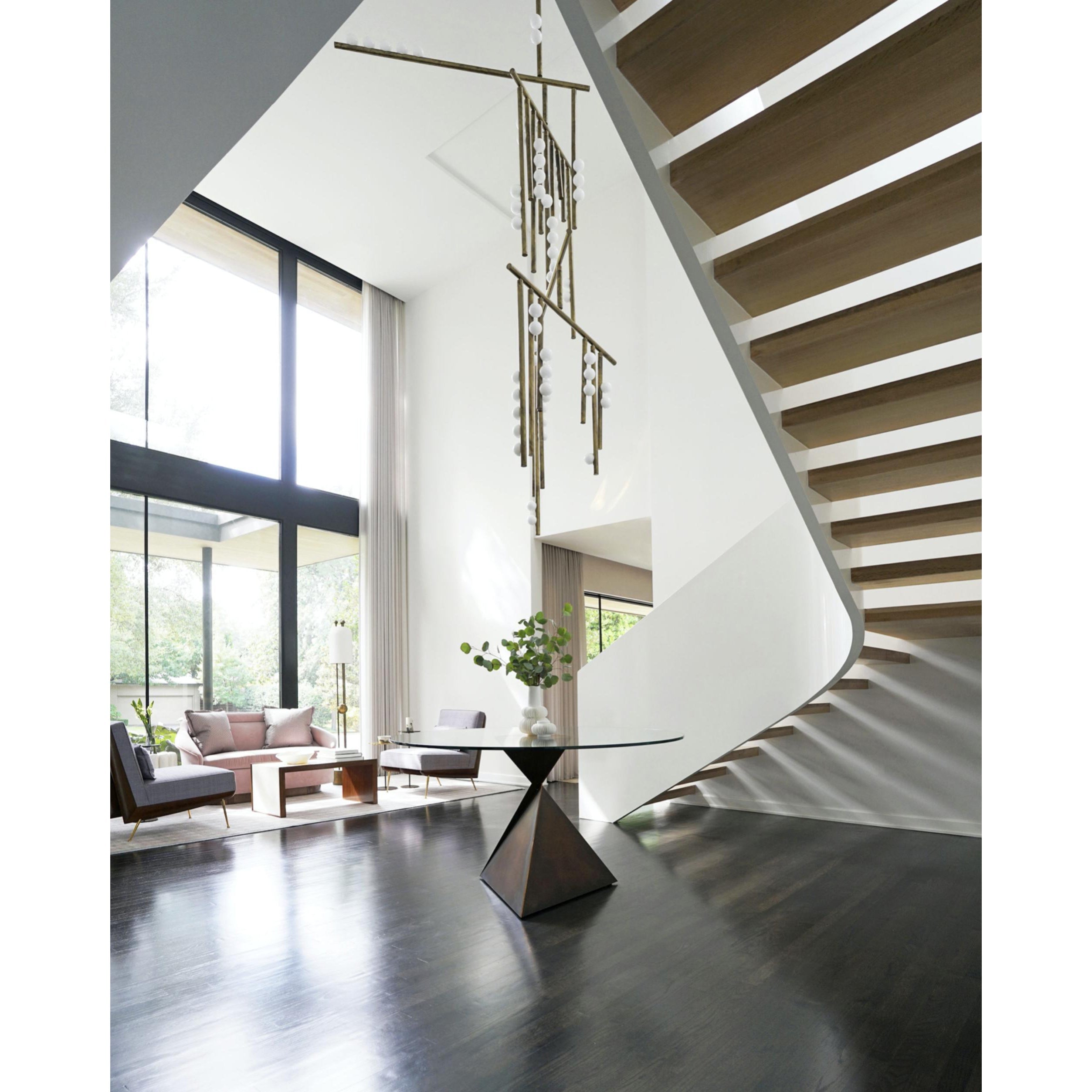 Orbis Modern Minimalist Drop System Antique Glass Chandelier - Lamp Copper