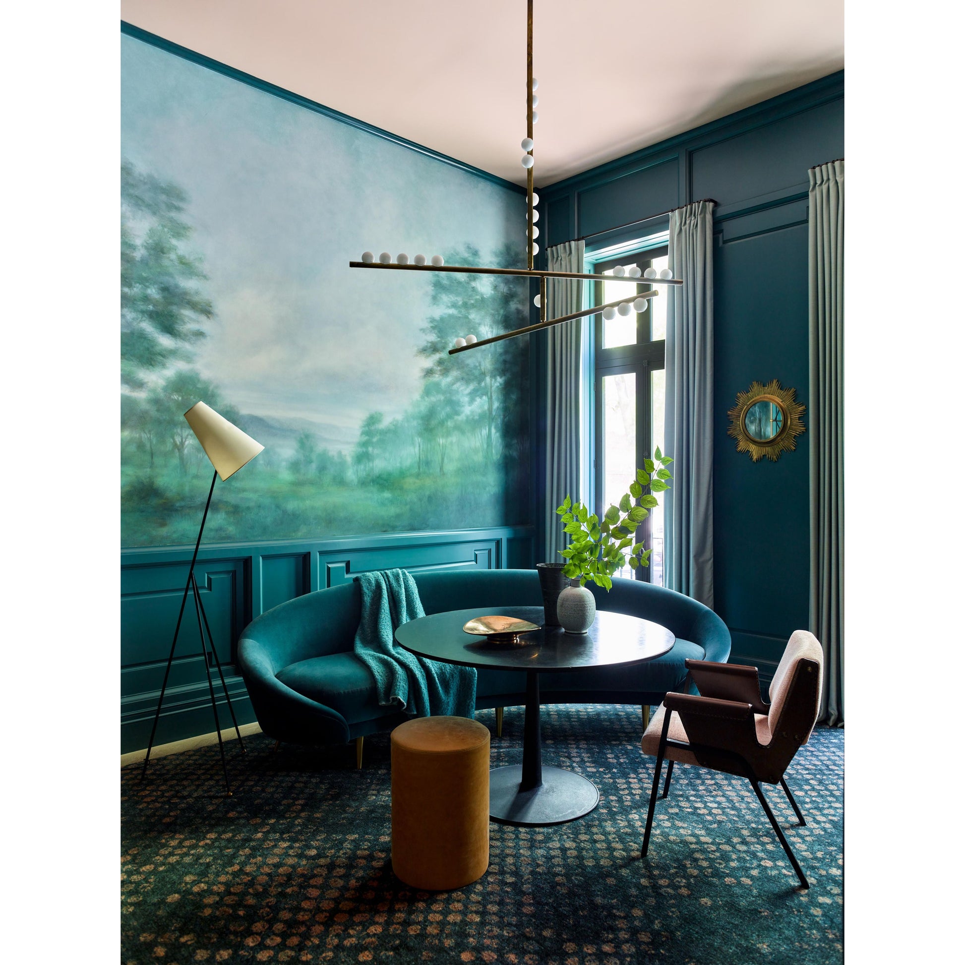 Orbis Modern Minimalist Drop System Antique Glass Chandelier - Lamp Copper