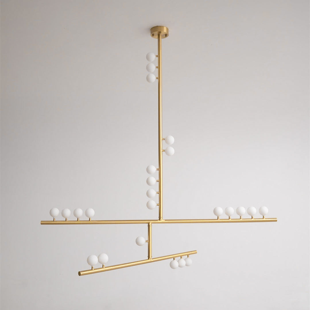 Orbis Modern Minimalist Drop System Antique Glass Chandelier - Lamp Copper