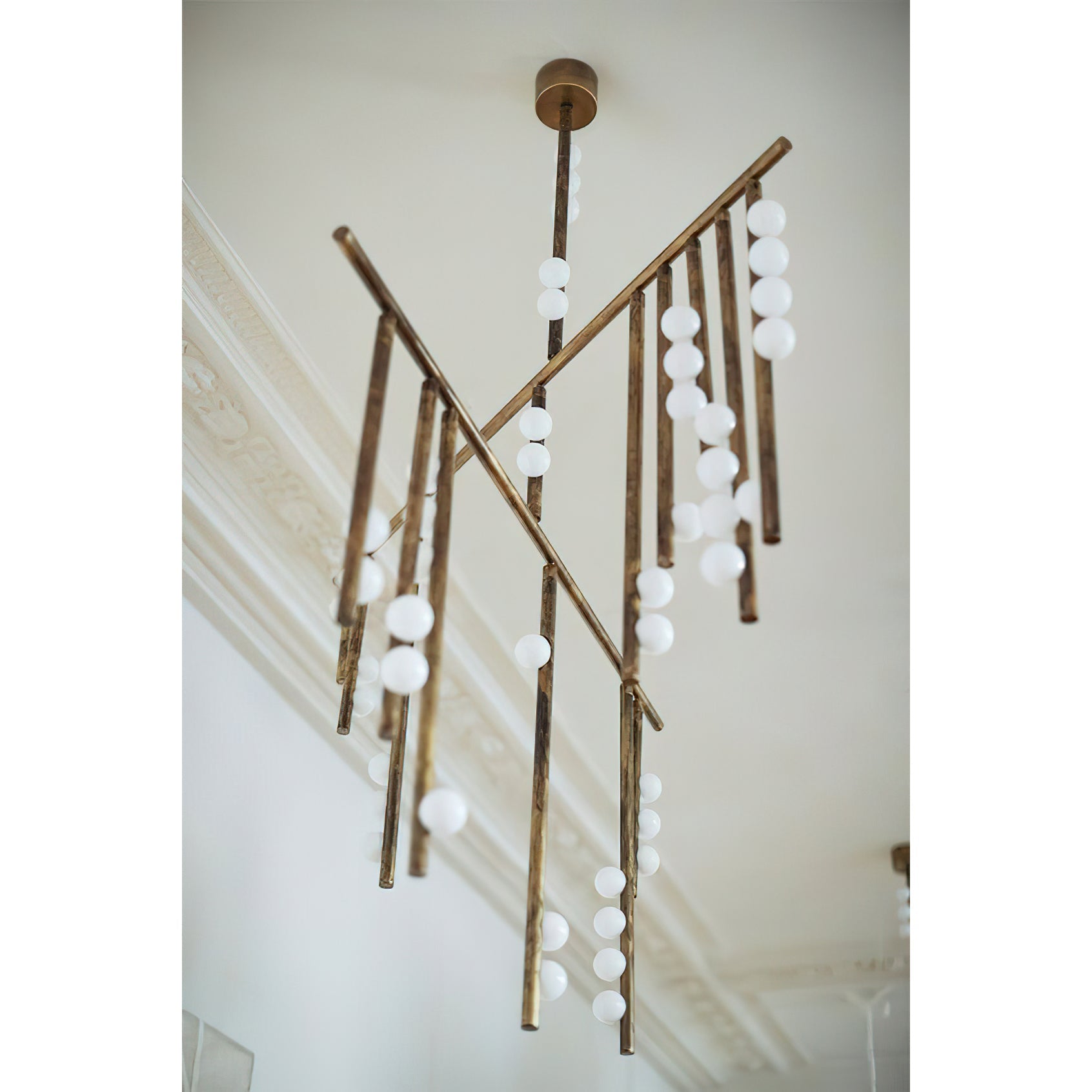 Orbis Modern Minimalist Drop System Antique Glass Chandelier - Lamp Copper