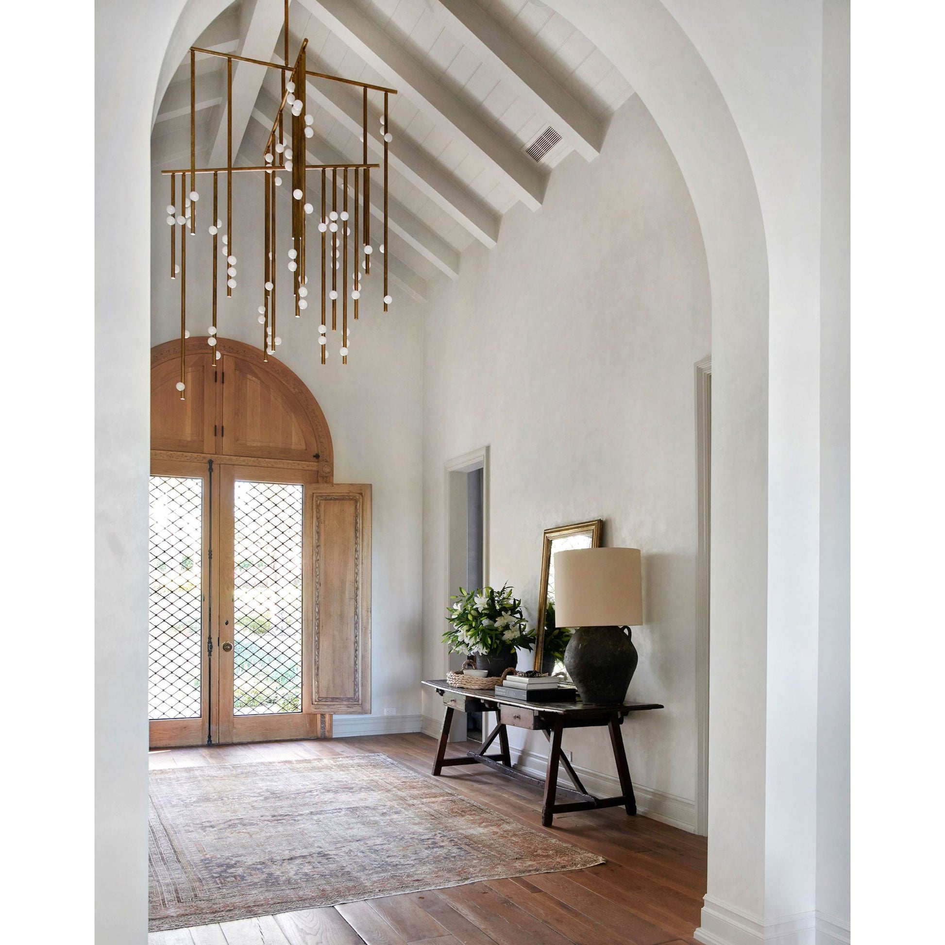 Orbis Modern Minimalist Drop System Antique Glass Chandelier - Lamp Copper